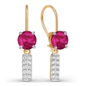 Золотые серьги КЮЗ Del'ta D123186 с фианитом и кварцем D123186 фото