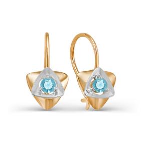 Золотые серьги КЮЗ Del'ta D123202 с фианитом D123202 фото