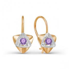 Золотые серьги КЮЗ Del'ta D123203 с фианитом D123203 фото