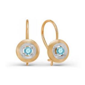 Золотые серьги КЮЗ Del'ta D123208 с кварцем D123208 фото