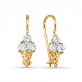 Золотые серьги КЮЗ Del'ta D123220 с фианитом D123220 фото