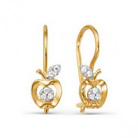 Золотые серьги КЮЗ Del'ta D123221 с фианитом D123221 фото