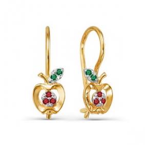 Золотые серьги КЮЗ Del'ta D123223 с фианитом D123223 фото