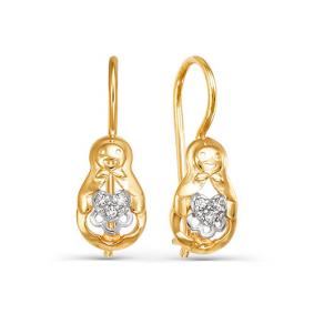 Золотые серьги КЮЗ Del'ta D123224 с фианитом D123224 фото