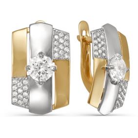 Золотые серьги КЮЗ Del'ta D123242 с фианитом D123242 фото