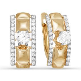 Золотые серьги КЮЗ Del'ta D123248 с фианитом D123248 фото