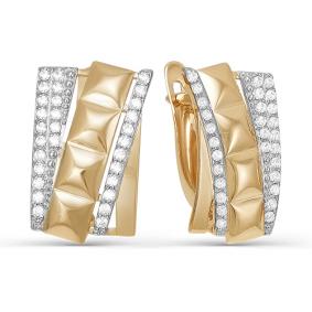 Золотые серьги КЮЗ Del'ta D123250 с фианитом D123250 фото