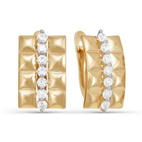 Золотые серьги КЮЗ Del'ta D123252 с фианитом D123252 фото