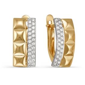Золотые серьги КЮЗ Del'ta D123255 с фианитом D123255 фото