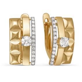 Золотые серьги КЮЗ Del'ta D123261 с фианитом D123261 фото