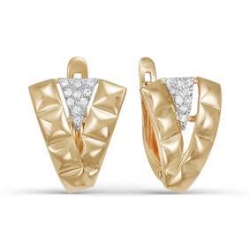 Золотые серьги КЮЗ Del'ta D123262 с фианитом D123262 фото