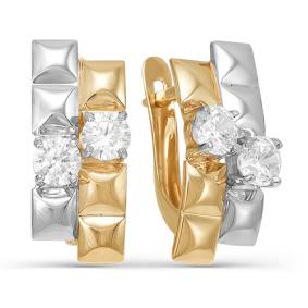 Золотые серьги КЮЗ Del'ta D123263 с фианитом D123263 фото