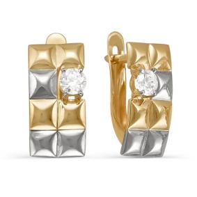 Золотые серьги КЮЗ Del'ta D123267 с фианитом D123267 фото