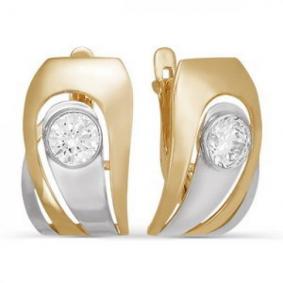 Золотые серьги КЮЗ Del'ta D123276 с фианитом D123276 фото