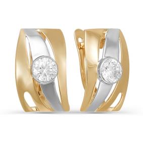 Золотые серьги КЮЗ Del'ta D123277 с фианитом D123277 фото