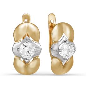 Золотые серьги КЮЗ Del'ta D123281 с фианитом D123281 фото