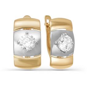 Золотые серьги КЮЗ Del'ta D123286 с фианитом D123286 фото