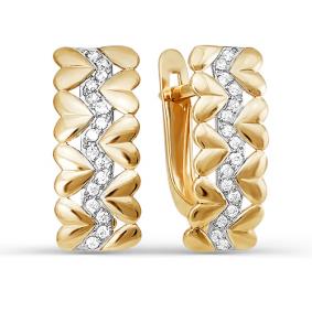 Золотые серьги КЮЗ Del'ta D123288 с фианитом D123288 фото