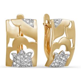 Золотые серьги КЮЗ Del'ta D123291 с фианитом D123291 фото