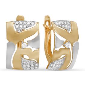 Золотые серьги КЮЗ Del'ta D123293 с фианитом D123293 фото