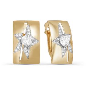 Золотые серьги КЮЗ Del'ta D123309 с фианитом D123309 фото