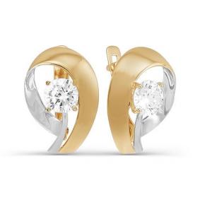 Золотые серьги КЮЗ Del'ta D123311 с фианитом D123311 фото