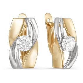 Золотые серьги КЮЗ Del'ta D123316 с фианитом D123316 фото