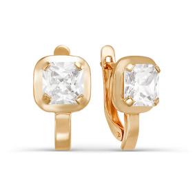 Золотые серьги КЮЗ Del'ta D123327 с фианитом D123327 фото