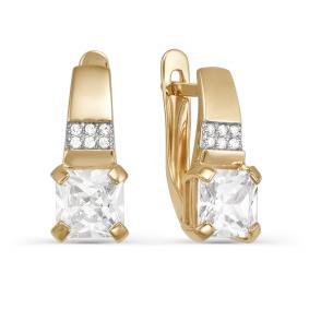 Золотые серьги КЮЗ Del'ta D123328 с фианитом D123328 фото