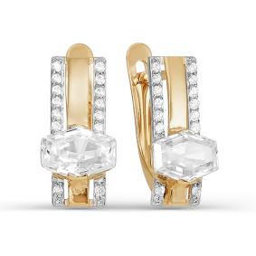 Золотые серьги КЮЗ Del'ta D123335 с фианитом D123335 фото