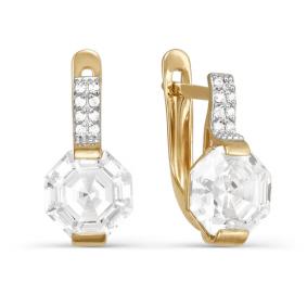 Золотые серьги КЮЗ Del'ta D123340 с фианитом D123340 фото