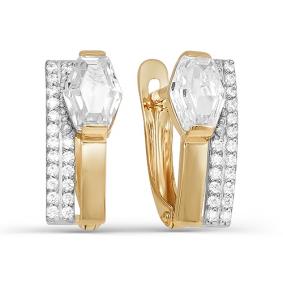 Золотые серьги КЮЗ Del'ta D123352 с фианитом D123352 фото