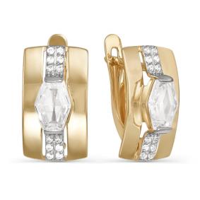 Золотые серьги КЮЗ Del'ta D123353 с фианитом D123353 фото