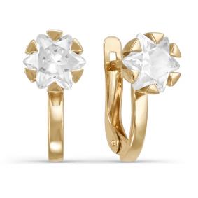 Золотые серьги КЮЗ Del'ta D123357 с фианитом D123357 фото