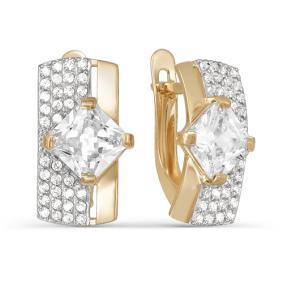 Золотые серьги КЮЗ Del'ta D123361 с фианитом D123361 фото