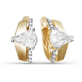 Золотые серьги КЮЗ Del'ta D123364 с фианитом D123364 фото