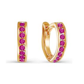 Золотые серьги КЮЗ Del'ta D123369 с рубиновым корундом D123369 фото