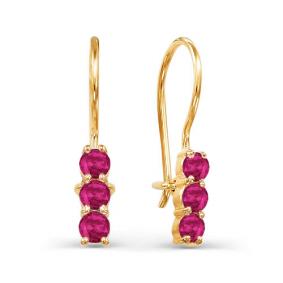 Золотые серьги КЮЗ Del'ta D123398 с рубиновым корундом D123398 фото