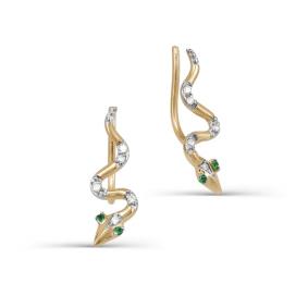 Золотые серьги КЮЗ Del'ta D123404 с фианитом и кварцем D123404 фото