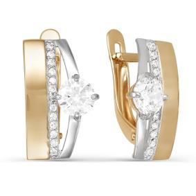 Золотые серьги КЮЗ Del'ta D123417 с фианитом D123417 фото