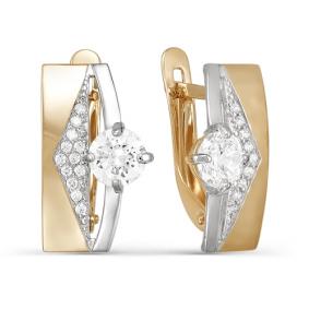 Золотые серьги КЮЗ Del'ta D123419 с фианитом D123419 фото