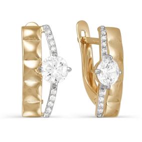 Золотые серьги КЮЗ Del'ta D123421 с фианитом D123421 фото