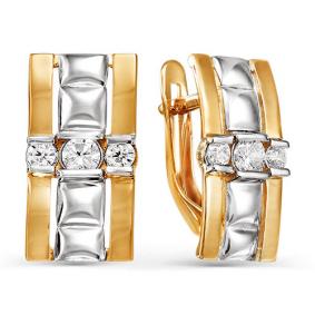 Золотые серьги КЮЗ Del'ta D123424 с фианитом D123424 фото