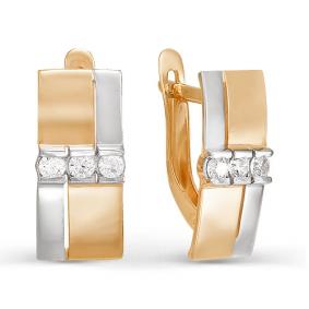 Золотые серьги КЮЗ Del'ta D123426 с фианитом D123426 фото