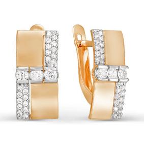 Золотые серьги КЮЗ Del'ta D123428 с фианитом D123428 фото