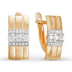 Золотые серьги КЮЗ Del'ta D123430 с фианитом D123430 фото