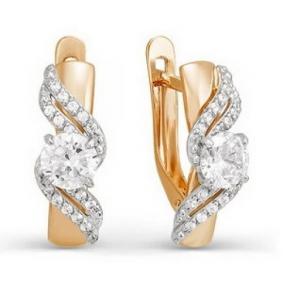 Золотые серьги КЮЗ Del'ta D123431 с фианитом D123431 фото