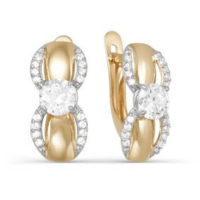 Золотые серьги КЮЗ Del'ta D123432 с фианитом D123432 фото