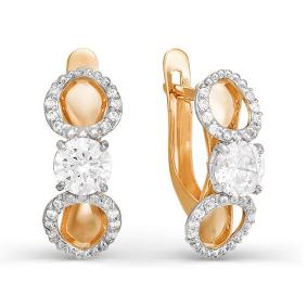 Золотые серьги КЮЗ Del'ta D123433 с фианитом D123433 фото