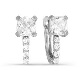Серьги из белого золота КЮЗ Del'ta D123439 с фианитом D123439 фото